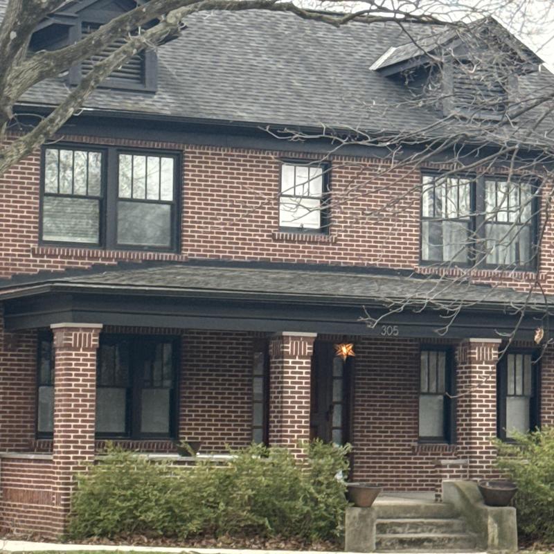 Asphalt shingle roof and gutter inspection on brick house Asphalt shingle roof and gutter inspection on brick house