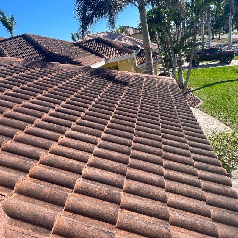 Concrete tile roof with mortar deterioration in Cape Coral