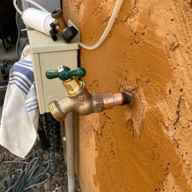 Outdoor hose bib with new brass valve installation