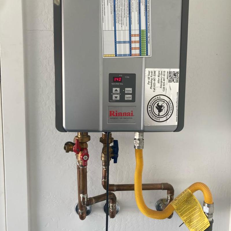 Tankless water heater with copper and gas lines