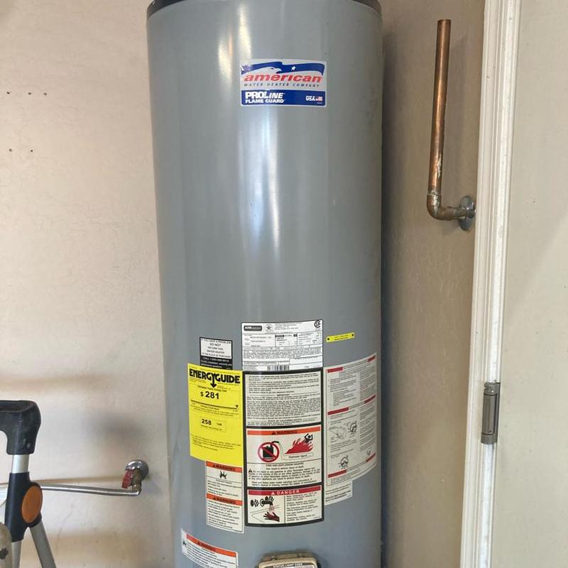 American gas water heater with energy guide label