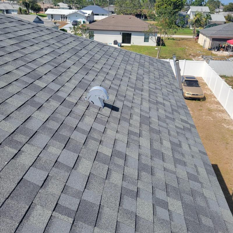 Dryer vent on shingle roof in Cape Coral, FL