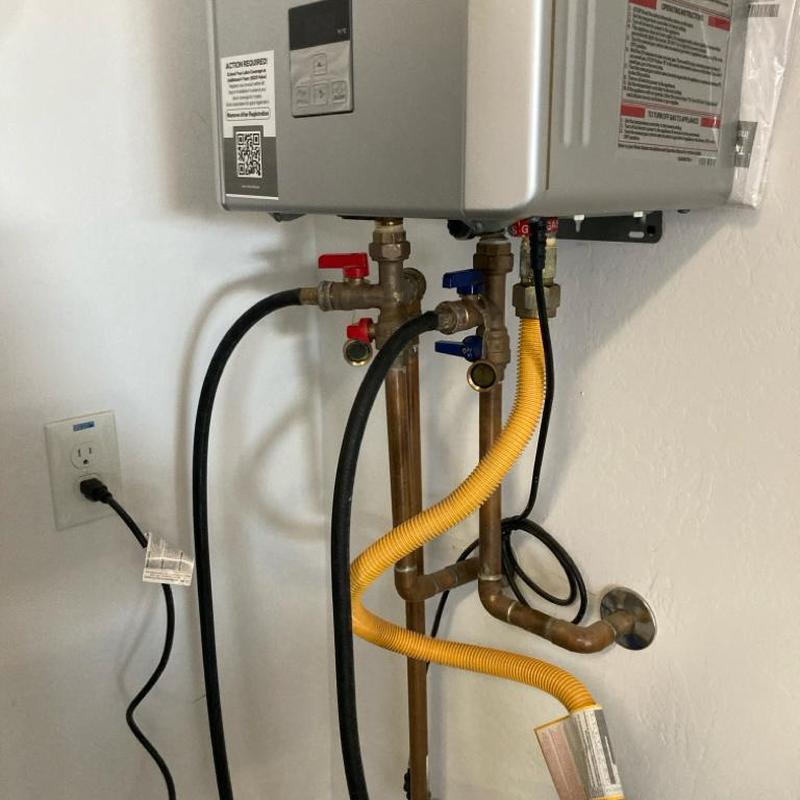 Tankless water heater flushing with hoses connected