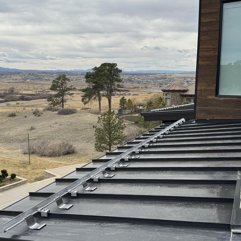 S-5 SnoStop snow fence on metal roof in Parker CO S-5 SnoStop snow fence on metal roof in Parker CO