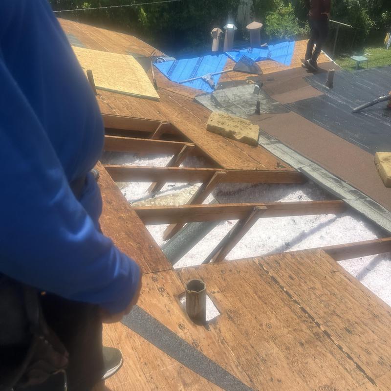 Roof decking removal and replacement on residential roof