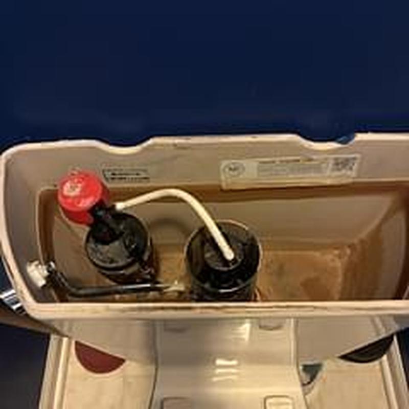 Toilet fill valve and flapper inside tank