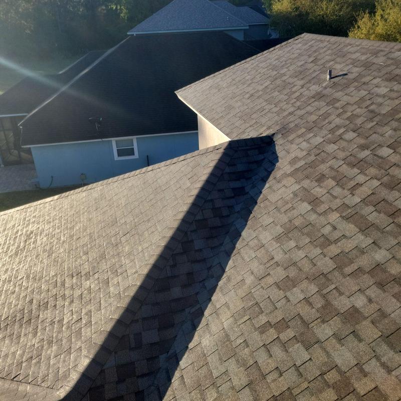 Owens Corning asphalt shingle roof in sunlight
