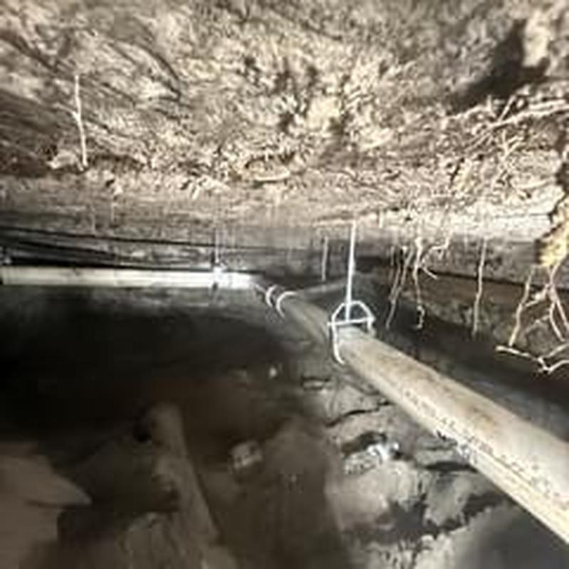 PVC sewer drainage pipe with stainless steel hangers installed