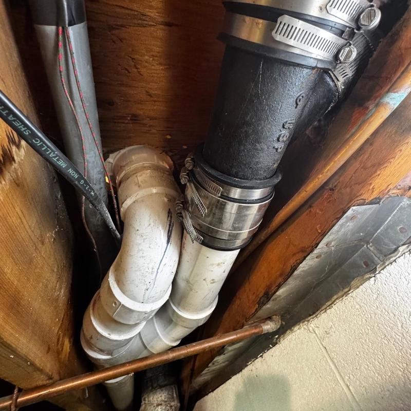 PVC drain pipes with cast iron fitting replacement