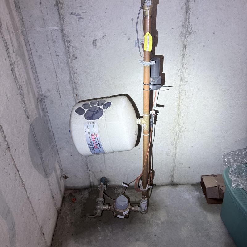 Expansion tank and main ball valve with low point drain