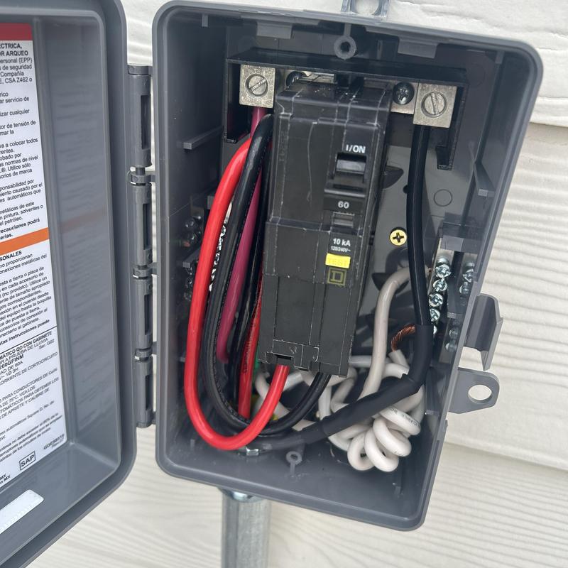 Hot tub 240V 60A GFCI disconnect box installation Hot tub 240V 60A GFCI disconnect box installation