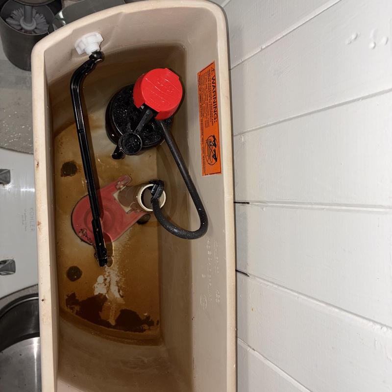 Toilet tank lever and flapper inside tank