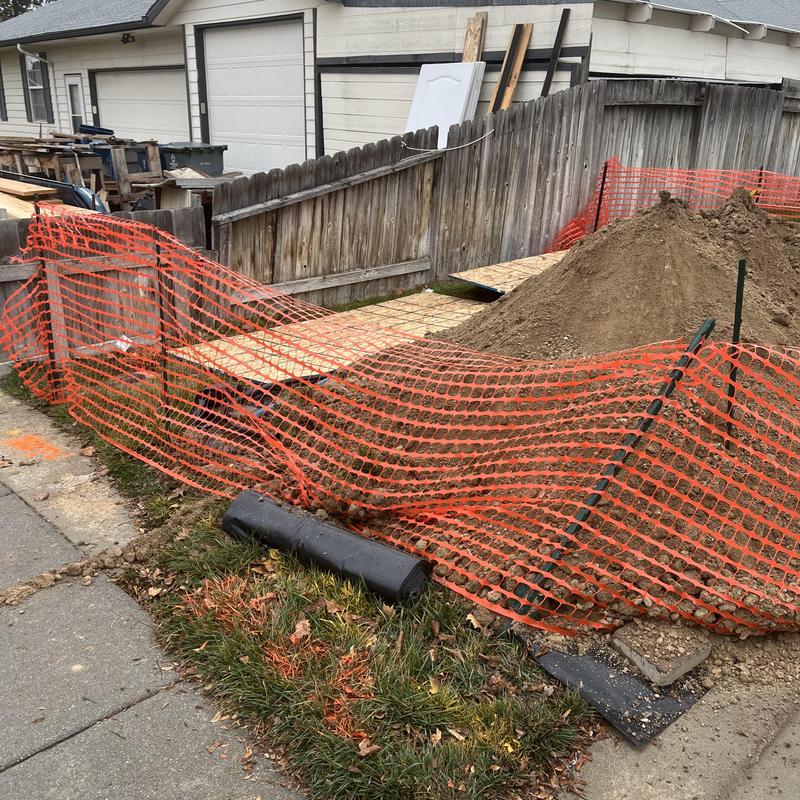 Main water line excavation and service line replacement site