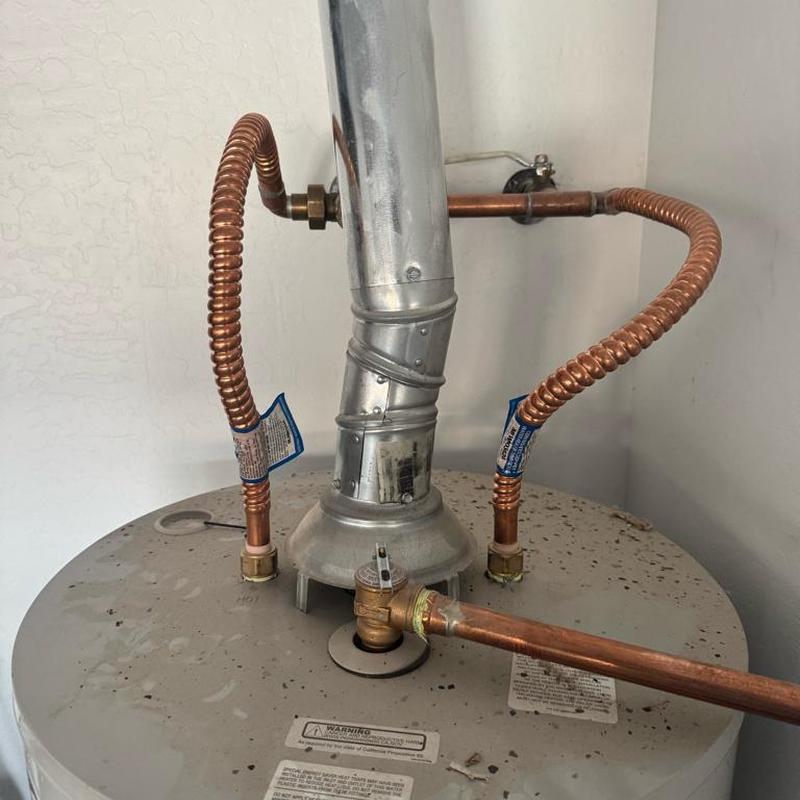 Water heater with new flexible copper gas lines installation