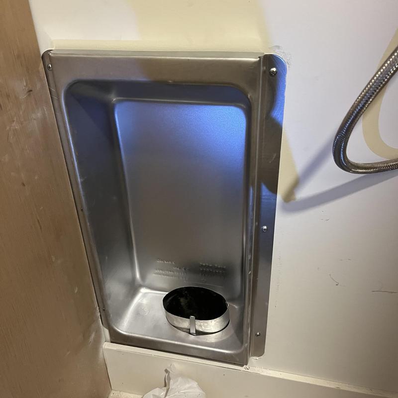 Dryer vent recessed wall box installation in laundry area Dryer vent recessed wall box installation in laundry area