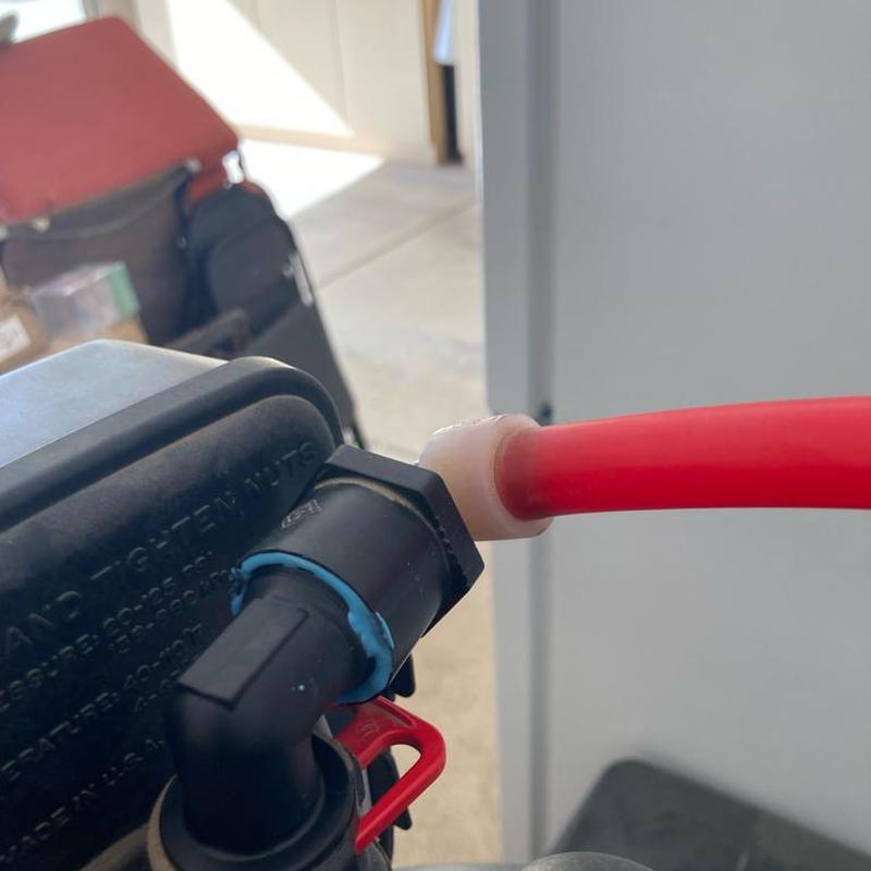 Water softener 90-degree fitting with new seal stack kit