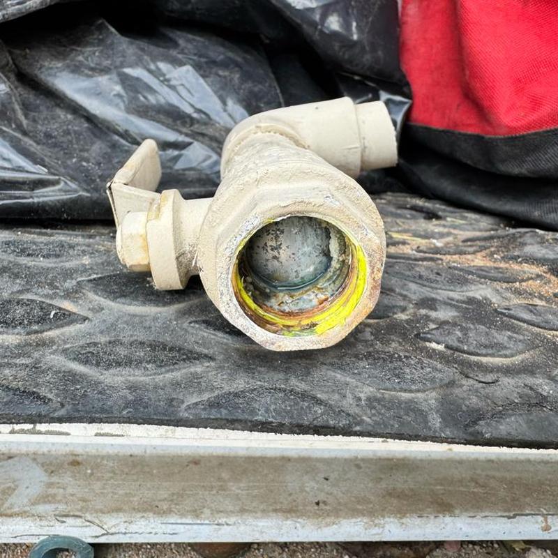 Ball valve with calcium buildup and corrosion