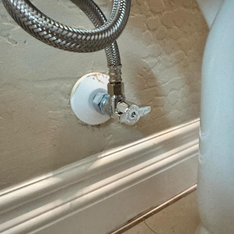 Toilet supply angle stop with braided supply line Toilet supply angle stop with braided supply line