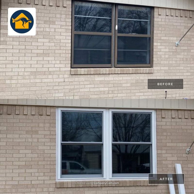 Energy Star vinyl windows before and after replacement