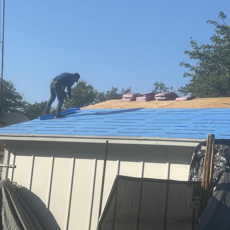 Synthetic foam roof underlayment installation in Fort Worth