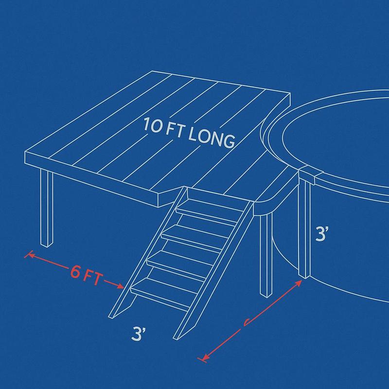 Above ground pool wood deck with stairs blueprint