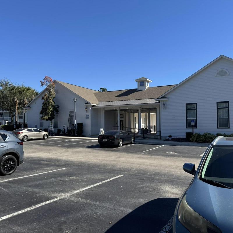 Asphalt shingle roof on apartment leasing office