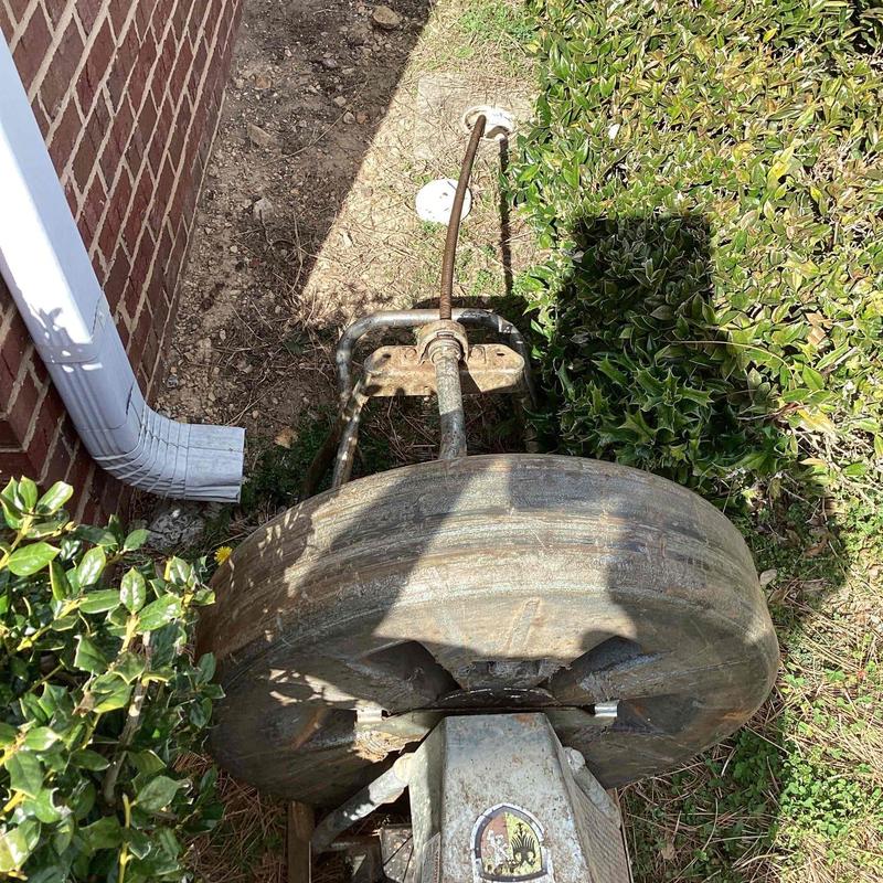 Main sewer line cable from cleanout access outdoors