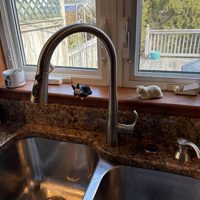 Kitchen sink faucet with granite countertop and window sill cats Kitchen sink faucet with granite countertop and window sill cats