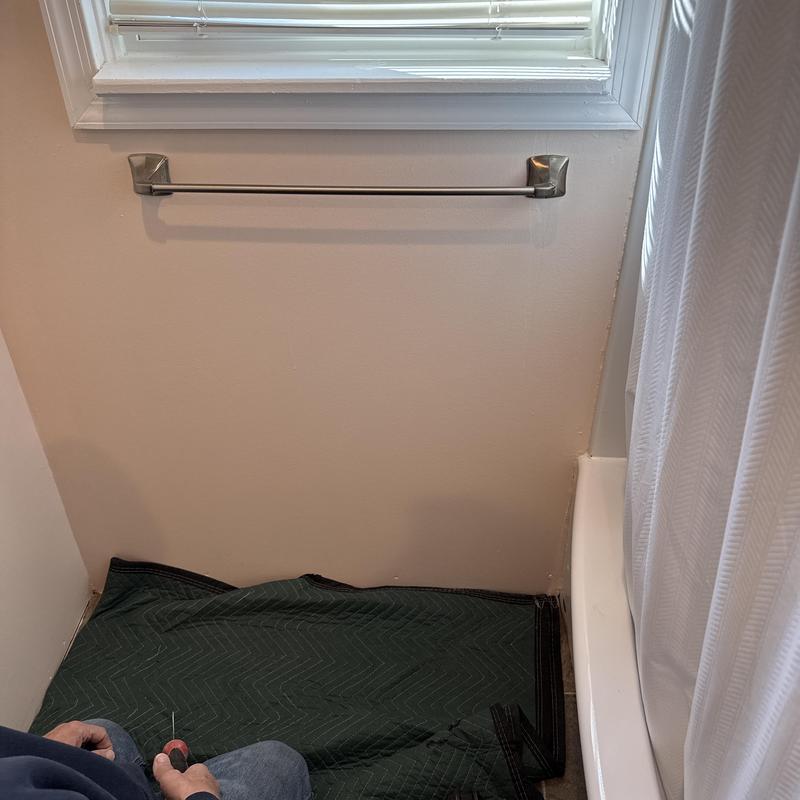 Washing machine box installation area in laundry space