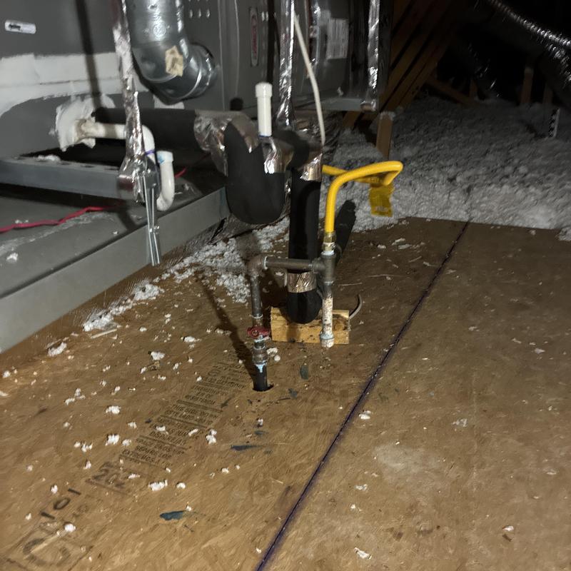 Gas shutoff valve and piping in attic space