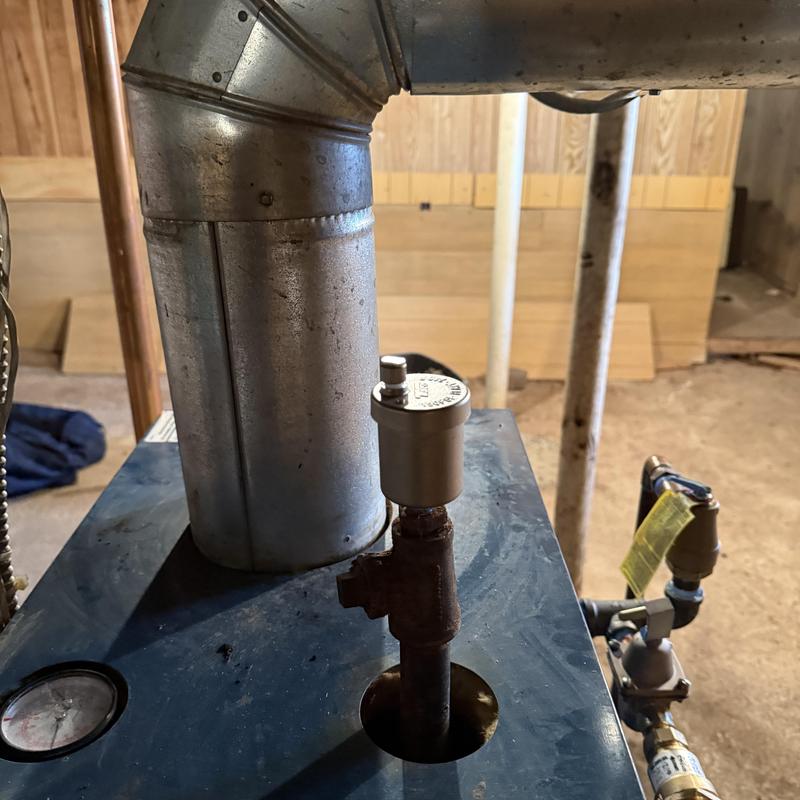 Boiler pressure relief valve on metal boiler system