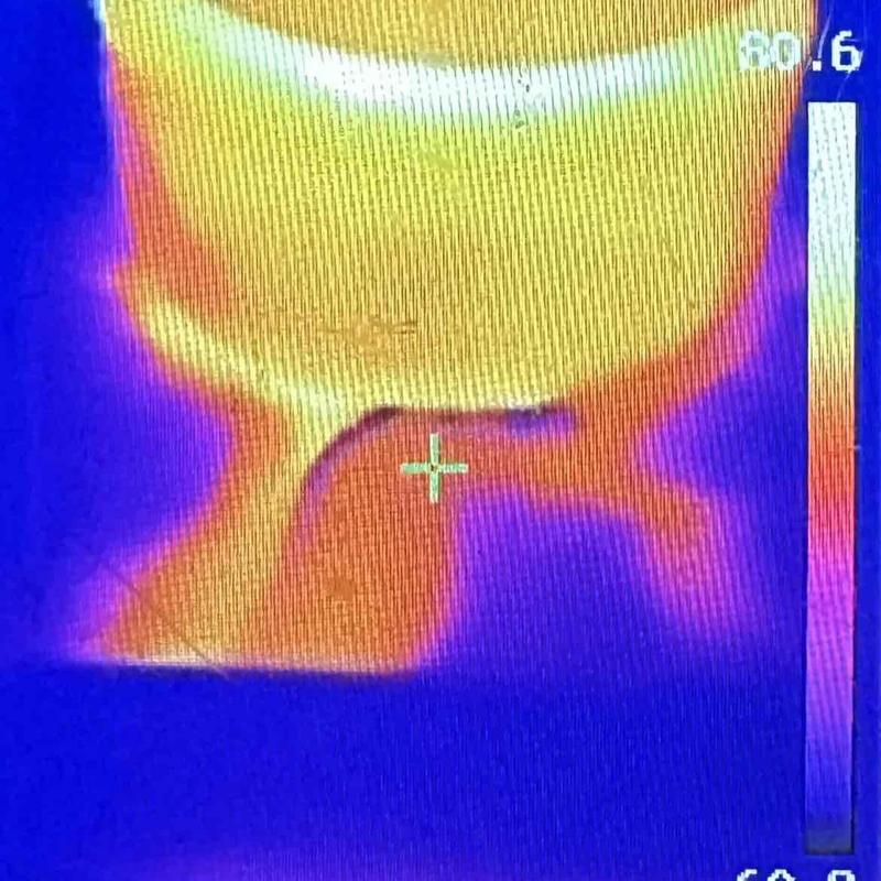 Pipe interior thermal imaging showing heat variations