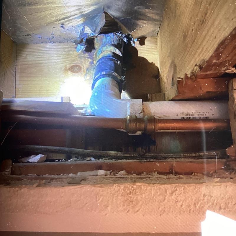 Kitchen sink drain pipe with new PVC elbow fitting