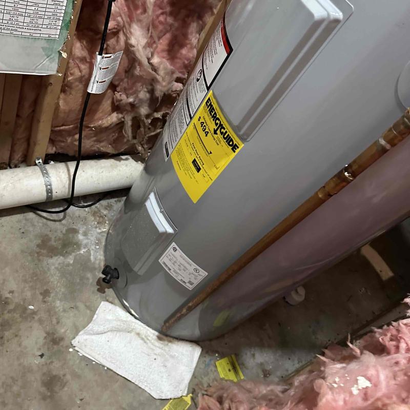 Copper hot water line and elements on water heater