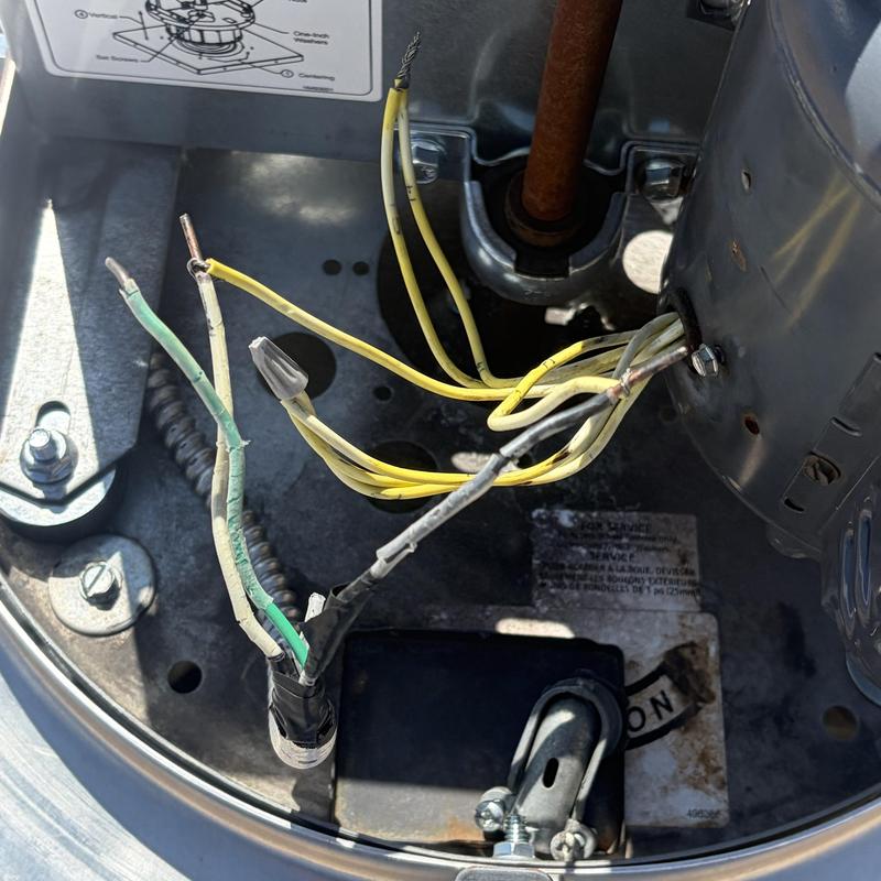 Exhaust fan wiring connections inside metal housing