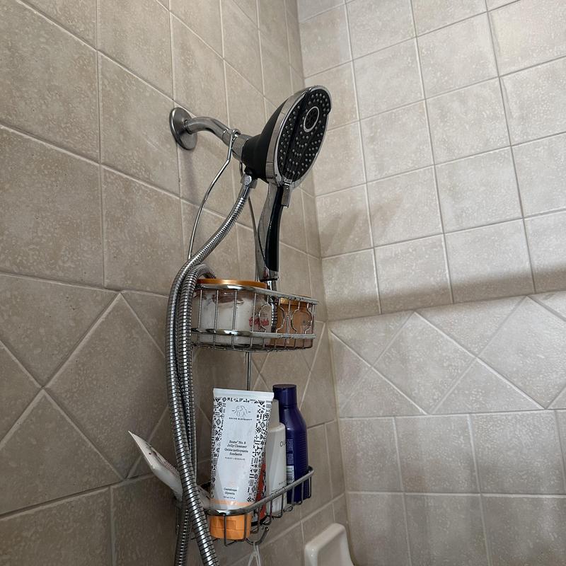 Shower valve and head with attached hose and caddy