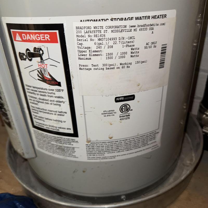 Automatic storage water heater label and warning sign