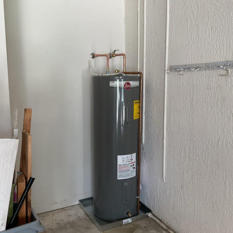 Rheem 50-gallon electric water heater installation