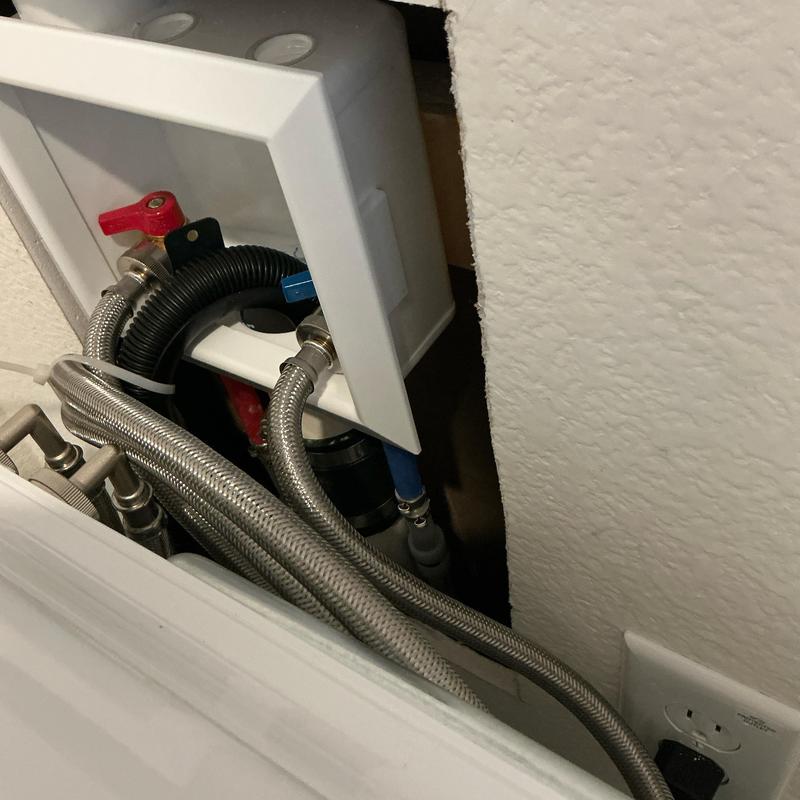 Quarter turn PEX washer water valve box installation