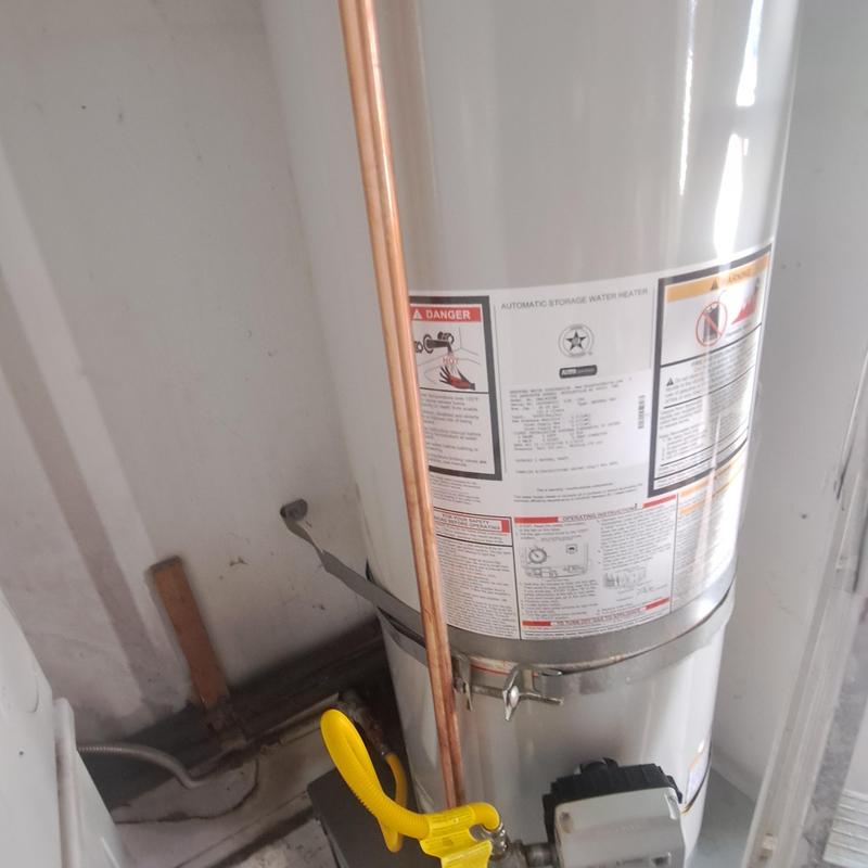 Bradford White water heater with copper flex gas line