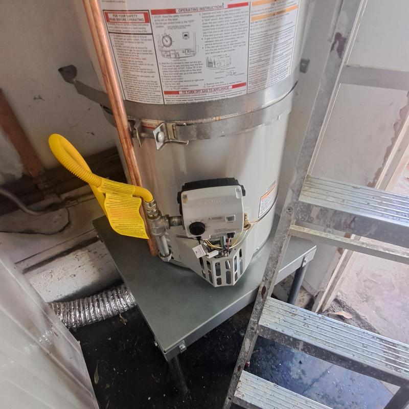 Bradford White gas water heater with venting and stand