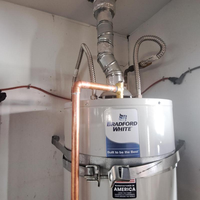 Bradford White gas water heater with new venting