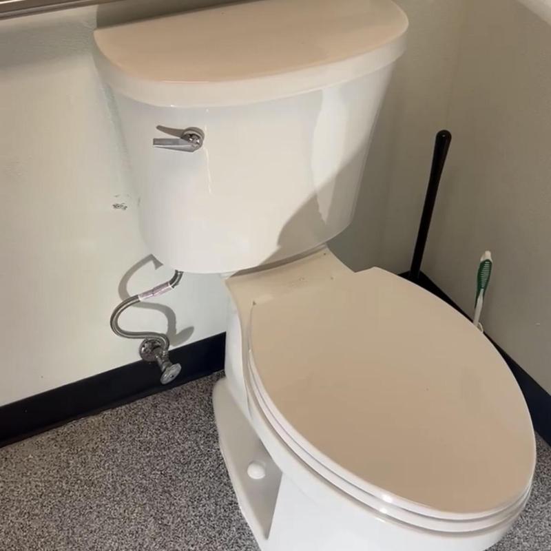 Elongated toilet installation with new shutoff valve Elongated toilet installation with new shutoff valve