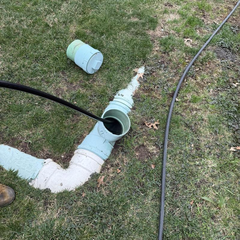Outdoor drainage cleanout with maintenance cable in Fairfield NJ Outdoor drainage cleanout with maintenance cable in Fairfield NJ