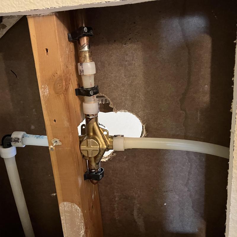Poly B water piping and brass valve replacement inside wall Poly B water piping and brass valve replacement inside wall