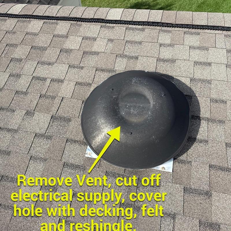 Roof vent with instructions to remove and reseal hole
