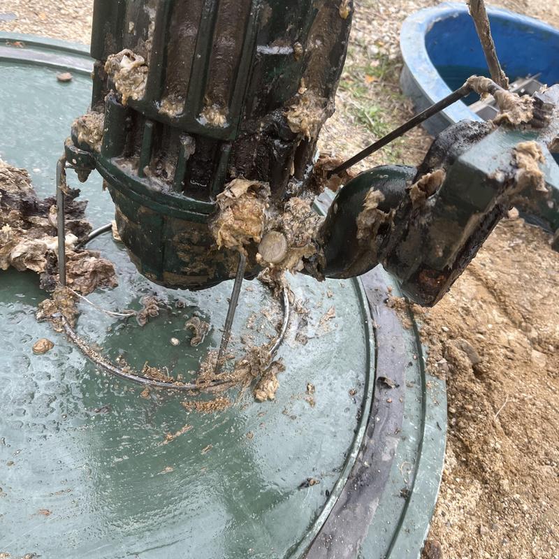 2 HP commercial sewage pump with buildup and corrosion