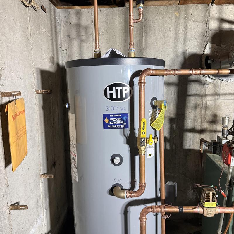 Water heater with copper piping installation in basement Water heater with copper piping installation in basement