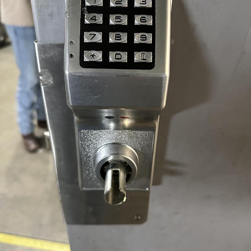 Keypad lock with cylinder replacement on door