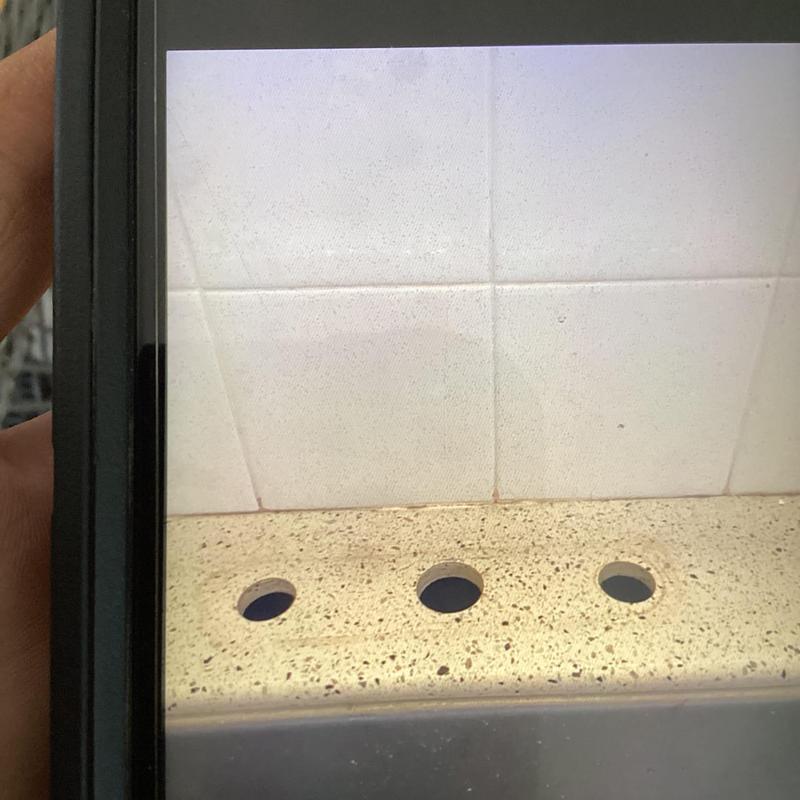 Kitchen sink countertop with three faucet holes cut